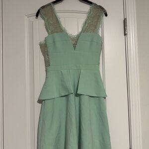 BCBGMaxAzria Green Peplum Fit and Flare Dress